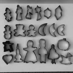 Antique vintage metal cookie cutters assorted shapes 20 pieces